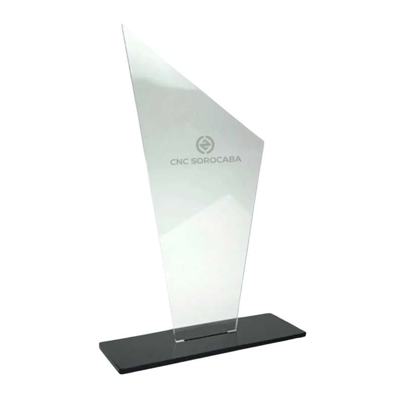 Kit 10 Troféus Acrílico Personalizados 2mm 10x18cm com Base Preta