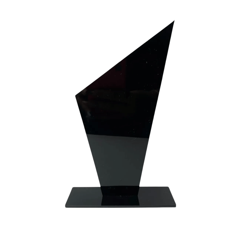 Kit 10 Troféu Acrílico Preto 2mm 10x18cm com Base Preta