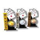 Kit 3 Troféu Poker Acrílico 13x24cm 1º, 2º E 3º Lugar