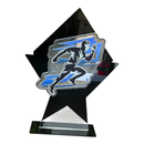 Troféu Maratona Acrílico Preto E Prata 17x25cm C/ Base Preta