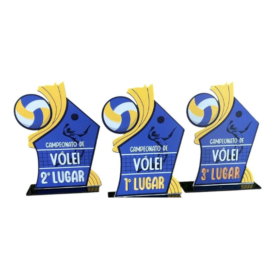Troféu Vôlei Acrílico 18x13 C/base Preta