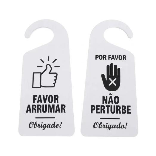 Placa Aviso 2 Em 1 Porta Hotel Pousada Não Perturbe Arrumar