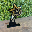 Troféu Vôlei Acrílico Preto E Dourado 14x22 C/base Preta