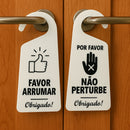 Placa Aviso 2 Em 1 Porta Hotel Pousada Não Perturbe Arrumar