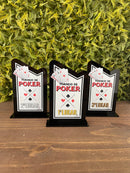 Kit 3 Troféu Poker Acrílico Preto 10x18cm 1º, 2º E 3º Lugar