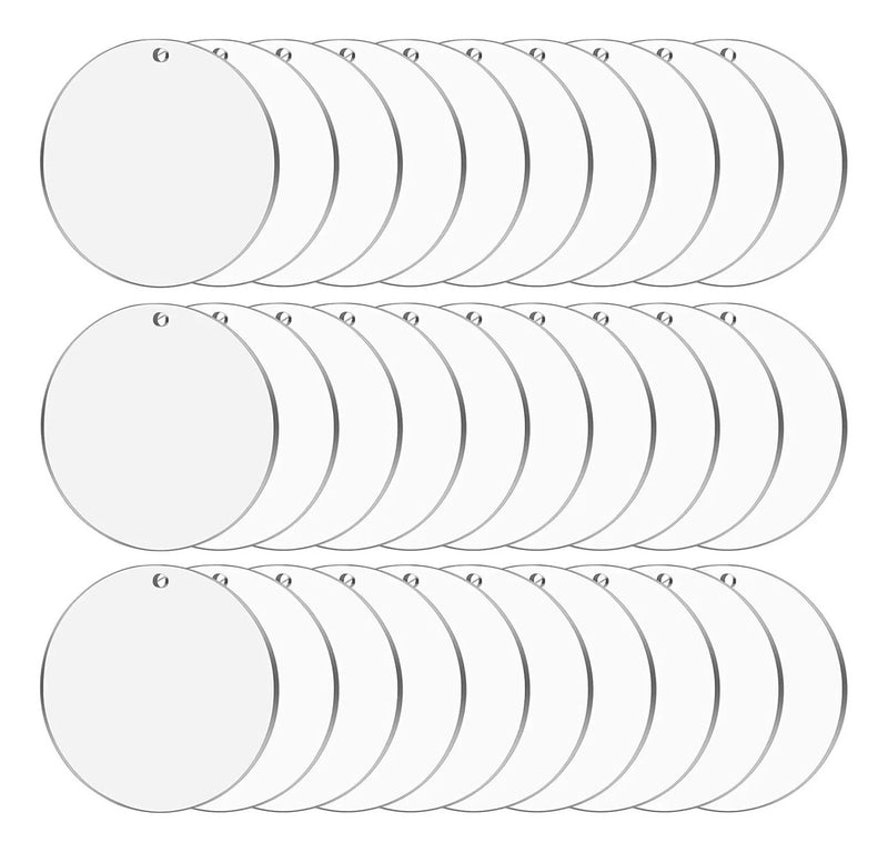 Chaveiro Acrílico Cristal 2mm 50 Círculos 5cm C/furo Interno