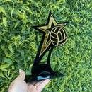 Troféu Vôlei Acrílico Preto E Dourado 14x22 C/base Preta