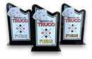 Kit 3 Troféu Truco Acrílico Preto 10x18cm 1º, 2º E 3º Lugar