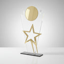 Troféu Estrela Do Ano Premium Transparente E Dourado 13x25