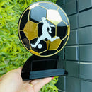 Troféu Futebol Acrílico Preto E Dourado 12x20cm C/base Preta