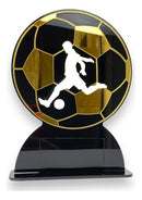 Troféu Futebol Acrílico Preto E Dourado 12x20cm C/base Preta
