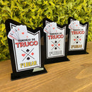Kit 3 Troféu Truco Acrílico Preto 10x18cm 1º, 2º E 3º Lugar