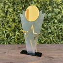 Troféu Estrela Do Ano Premium Transparente E Dourado 13x25