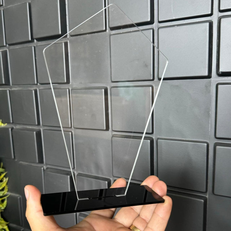 Kit 05 Troféu Acrilico Cristal 2mm 11x18cm C/base Preta