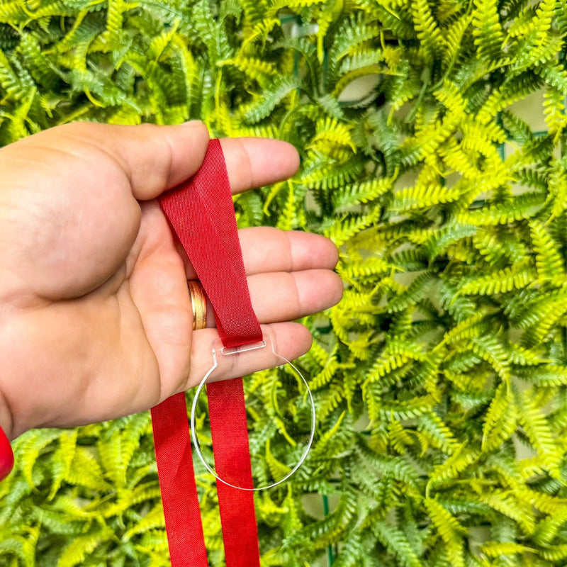 50 Medalhas Redondas 5cm Acrílico Cristal 2mm Fita Vermelha