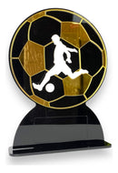 Troféu Futebol Acrílico Preto E Dourado 12x20cm C/base Preta