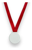 50 Medalhas Redondas 5cm Acrílico Cristal 2mm Fita Vermelha