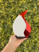Troféu Gota Acrílico Branco E Vermelho 20x14 C/base Preta