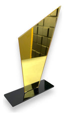 Kit 3 Troféu Acrilico Dourado 2mm 10x18cm C/base Preta