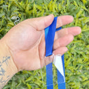 50 Medalhas Quadradas 5cm Acrílico Cristal 2mm C/ Fita Azul