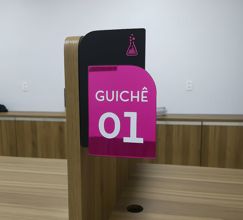 Placa Acrílico Personalizada Guichê 20x12cm