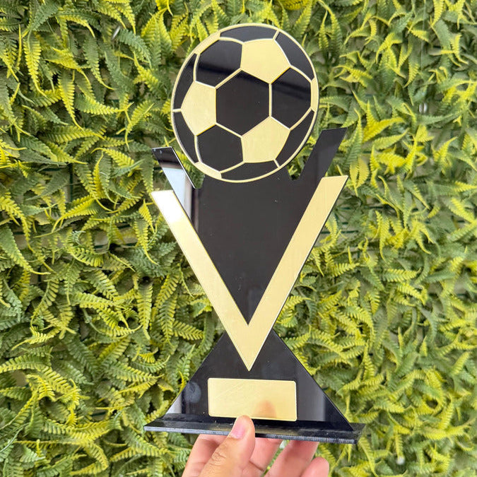 Troféu Futebol Premium Preto E Dourado 13x26