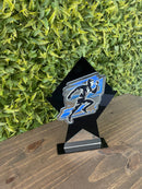 Troféu Maratona Acrílico Preto E Prata 17x25cm C/ Base Preta