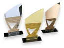 Kit 3 Troféus - Dourado, Prata E Bronze 21x11cm C/base Preta