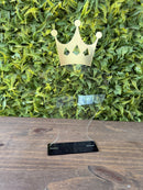 Troféu Campeão Coroa Premium Transparente E Dourado 15x28