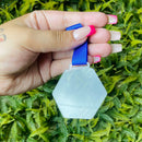 50 Medalhas Sextavada 7cm Acrílico Cristal 2mm C/ Fita Azul