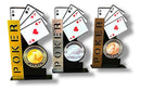 Kit 3 Troféu Poker Acrílico 13x24cm 1º, 2º E 3º Lugar