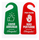 Placa Aviso 2 Em 1 Porta Hotel Pousada Não Perturbe Arrumar